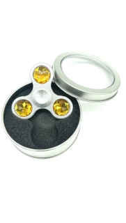 Stříbrný fidget spinner HQ žlutý diamant
