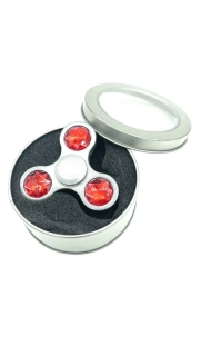 Stříbrný fidget spinner HQ červený diamant II