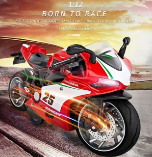 Motocykl kovový Die Cast MY66 1:12 červený