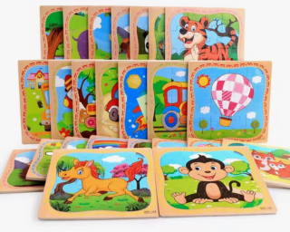 Dřevěné vkládací puzzle