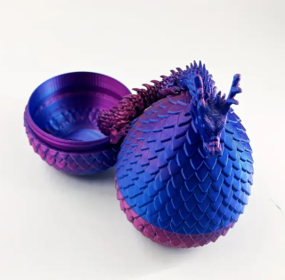 3D Čínský drak s vejcem, modrofialový