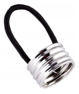 Metalická klipová spona do vlasů s gumičkou, stříbrná