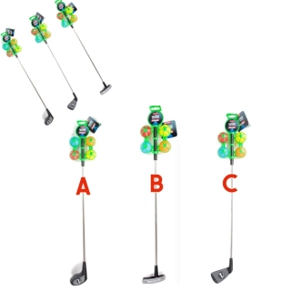 Golfová hůl 60cm + 4 barevné míčky dětský golfový set 3 druhy kov/plast
