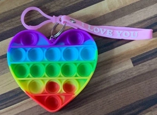 Pop It- klíčenka s poutkem Rainbow Srdíčko