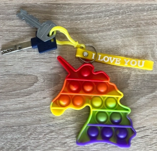 Pop It- klíčenka s poutkem Rainbow Jednorožec
