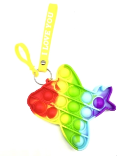 Pop It- klíčenka s poutkem Rainbow Letadlo