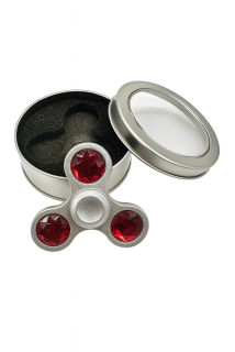 Stříbrný fidget spinner HQ červený diamant