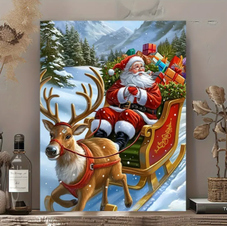 Malování podle čísel, Santa se sobem, 40x50 cm