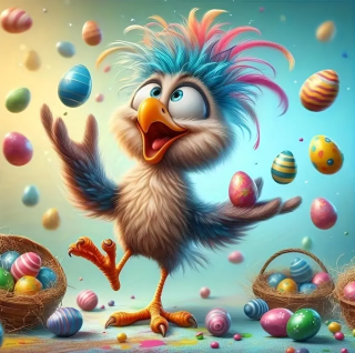 5D diamantové malování, Orlík a barevná vajíčka, 20x20 cm