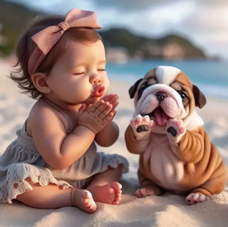 5D diamantové malování, Dítě a pes, 20x20 cm