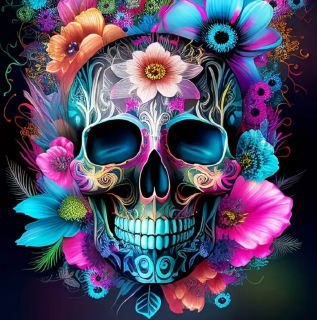 5D diamantové malování, Lebka, 20x20 cm