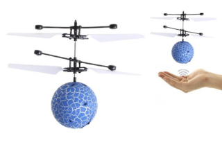 Létající spinner koule – interaktivní heli-ball modrá 