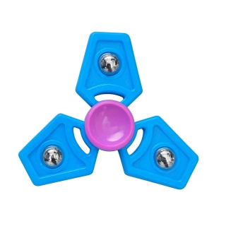Fidget Spinner – trojramenný antistresový spinner s kovovými závažími, modro/růžový