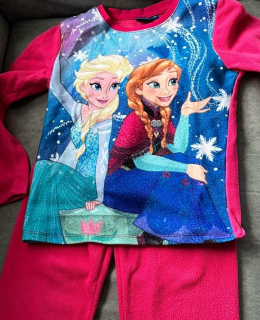 Růžové fleesové teplé dívčí pyžamo Frozen 8 let/128 cm