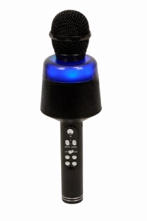 Bezdrátový karaoke mikrofon s LED podsvícením a Bluetooth, černý