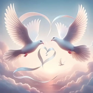 5D diamantové malování, Hrdličky, 20x20 cm