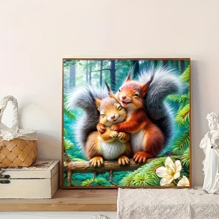 5D diamantové malování, Roztomilé objímání, 20x20 cm