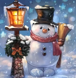 5D diamantové malování, Sněhulák, 20x20 cm