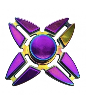Kovový fidget spinner – duhový čtyřramenný v pouzdře
