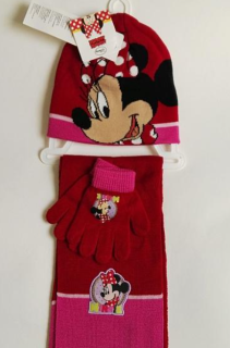 Hřejivý zimní set Disney Minnie Mouse čepice, rukavice a šála- červený